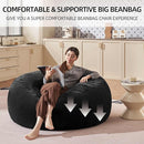 Bean Bag Chair 4Ft, Memory Foam Filled, Large Beanbag Chairs for Adults and Teens, Soft Sofa with Removable Flannel Cover, Round Couch for Living Room Bedroom College Dorm (Black, 4FT-47×47"×24") by CozyNest Decor