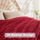 NEWCOSPLAY Faux Fur Throw Blanket Red Bubble Blanket Thick Warm Soft for Couch Sofa Bed 550GSM (Red, Throw(50"x60")) by CozyNest Decor