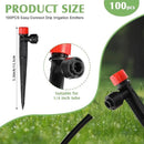 100 Pcs Drip Irrigation Emitters for 1/4'' Irrigation Tubing Adjustable Water Flow Drip Emitters with Stake Drip Irrigation System Irrigation Drippers with 360 Degree Sprayer for Garden Patio by GreenHaven Gardens