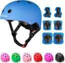 KAMUGO Kids Adjustable Helmet, with Sports Protective Gear Set Knee Elbow Wrist Pads for Toddler Age 2-8 Boys Girls, Bike Skateboard Hoverboard Scooter Rollerblading Helmet Set by TinyTreasures Baby Boutique
