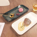 Serving Platters Set of 4, Rectangular Serving Plates, Serving Trays for Entertaining Party, Microwave,Oven,Dishwasher Safe,Kitchen Dinnerware, Blue reactive glaze 12.7 Inch by CozyNest Decor