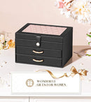 Black Jewelry Box Organizer: Home Decor for Women - 2-Drawer Holder for Valentine’s Day Birthday Christmas Black Pink by TinyTreasures Baby Boutique