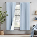 Light Blue Linen Curtains for Bedroom 63 Inch Length 2 Panel Cute Blackout Textured Darkening Light Heat Reducing Curtains for Kids Room Teen Girls Nursery Breakfast Nook Sky Blue Drape 63 Long Window by CozyNest Decor