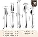 KINGSTONE Silverware Set, 40-piece 18/10 Stainless Steel Flatware Set Cutlery Set for 8, for Kitchen, Home, Wedding, Party, Mirror Polished and Dishwasher Safe, Featured Gifts by CozyNest Decor