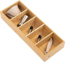 Premium Kitchen Utensils and Junk Drawer Organizer – Small 5-Compartment Design with 4 Removable Dividers, Non-Slip Feet, 100% Sustainable Bamboo by CozyNest Decor