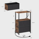 TUTOTAK Small Narrow LED End Table with Charging Station, Side Table Outlets, Nightstand with 2 Cloth Drawers, Couch Table, for Living Room, Bedroom, Bedside, Brown TB01BB085L by CozyNest Decor