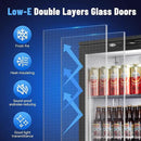 Tylza Back Bar Cooler With 2 Glass Doors, 200L Under Counter Back Bar Refrigerator with LED Lighting, Safety Locks, Counter Height Bar Beverage Cooler for Beer, Soda Drinks, Wine, Black by CozyNest Decor