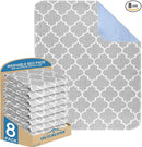 OUTCREATOR® Washable Bed Pads 18" x 24" (Pack of 8), Incontinence Mattress Protector, Anti-Slip Waterproof Underpads for Adults Kids Elderly Pets, Absorbency & Reusable Bedwetting Pads (Gray) by TinyTreasures Baby Boutique