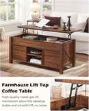 OKD 48" Farmhouse Lift Top Coffee Table with Sliding Barn Door,Rustic Center Table with Hidden Storage Compartment,Lifting Tabletop and Adjustable Shelf for Living Room,Office,Reclaimed Barnwood by CozyNest Decor