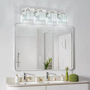 Modern Vanity Light 4-Lights Brushed Nickel Vanity Light Crystal Bathroom Wall Light Bathroom Light Fixtures by CozyNest Decor