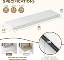 36 Inches Floating Shelves for Wall, 9.3" Deep Long Floating Shelves Set of 2, Large Display & Storage Shelf, Wall Shelf for Bathroom Bedroom Living Room Kitchen Office, White by CozyNest Decor