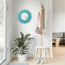 Honiway Beach Wall Decor Mirror 12 inch Wood Coastal Wall Decor Sunburst Boho Home Decor Room Decor for Bedroom Living Room Bathroom Cyan by CozyNest Decor