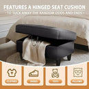 Ottoman Rectangular Storage Ottoman Bench, Faux Leather Footrest, Coffee Table, Stool Footstool with Hinged Lid for Living Room, Bedroom, Entryway, Black, 35"x23.5"x17.5" by CozyNest Decor