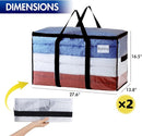 TAILI Extra Large Moving Bags, 2 Pack Clear Heavy Duty Totes For Storage with Visible Window, Wrap Around Handles, Storage Bags for Space Saving, Alternative to Moving Boxes by TinyTreasures Baby Boutique