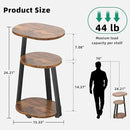 Side Table, Small End Table with Metal Frame, 3-Tier Bedside Tables, Round Side Tables for Living Room Bedroom Couch Bathroom, Oval, Vintage Brown by CozyNest Decor