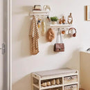 Wood Coat Hook with Wall-Mounted Shelf,15.75in Entryway Wall Hanging Shelf,for Bathroom, Kitchen,Coat Towel Key Organizer White YD-WS0240W by CozyNest Decor