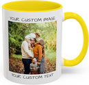 Personalized Coffee Mug – Custom Photo, Text, or Logo Ceramic Mug Tea Cup | Taza Personalizada with Picture or Message | Customized Gift Idea for Men & Women, Mom, Dad, Friends - White/Yellow | 11oz by TinyTreasures Baby Boutique