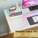 PayLessHere | 39 Inch Computer Desk | White Gold | Office Desk with Metal Frame, Adjustable Feet | Water-Resistant, Scratchproof Surface | Sturdy Writing Table for Home Office or Study | Pack of 1 by CozyNest Decor