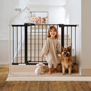Babelio Metal Baby Gate, 29-48" Auto Close Easy Install Pet Gate, Extra Wide Walk Thru Child Safety Gate, Pressure Mounted Dog Gate for Doorways and Stairs, with Y Spindle Rods, Black by TinyTreasures Baby Boutique