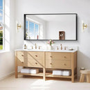 Black Bathroom Mirror, 24x48 Inch Rectangular Framed Mirror, Large Wall Mounted Bathroom Vanity Mirror Over Sink for Bedroom,Restroom, Living Room, Hangs Vertically or Horizontally by CozyNest Decor