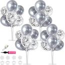 TONIFUL 4 Silver Balloon Stand Centerpiece Table Decorations for 25th Wedding Anniversary Birthday Bridal Shower Graduation Party Decorations New Year 2025 Christmas by TinyTreasures Baby Boutique