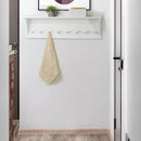 WEBI Coat Rack Wall Mount with Shelf,8 Peg Hooks,34" Long Entryway Wall Shelf with Hooks Underneath for Hanging Coats,Caps,Jacket,Clothes,White by CozyNest Decor
