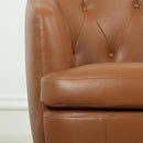 360° Swivel Leather Accent Chair, Modern Barrel Club Chair with Leather Upholstery and Sturdy Base, Comfortable Armchair for Living Room, Bedroom, Reading Nook, Brown by CozyNest Decor