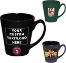 DISCOUNT PROMOS Custom Glossy Ceramic Latte Coffee Mug 12 oz. Set of 1, Personalized Bulk Pack - Perfect for Tea, Espresso, Cappuccino, Hot Cocoa - Black by CozyNest Decor