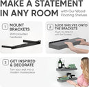 Homeforia Gray Floating Bathroom Shelves, High End Solid Real Wood 16 inch Small Floating Shelf for Wall Mounted, Grey Wooden 16 in Floating Shelves, Heavy Duty Bracket, 16 X 6.5 X 1.75 inch, Set of 2 by CozyNest Decor