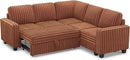 Belffin Plush Corduroy Modular Sectional Sofa with Pull Out Bed Convertible Small Sectional Corner Couch for Living Room Brick Red Couch by CozyNest Decor