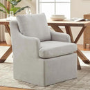 VKNOW Upholstered Dining Chairs Set of 2, Modern Kitchen Chairs Dinner Chairs with 4 Casters, Linen Armchair for Bedroom Reading Room Living Room, Light Grey