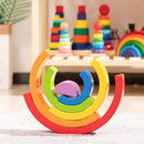 Wooden Rainbow Stacking Toy, Small Wooden Rainbow Stacker, 6 Piece Rainbow Stacking Toy for Baby/Toddlers/Kids, Montessori Educational Rainbow Decor, Kindergarten Teaching Aid by TinyTreasures Baby Boutique