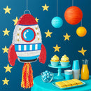 WERNNSAI Rocket Piñata - Rocket Ship Pinata Bundle with Blindfold and Bat Space Birthday Party Decoration for Boys Kids Family Games Piñata Space Ship Theme Party Supplies by TinyTreasures Baby Boutique
