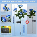 Solar Garden Lights Outdoor, 4 Pack Solar Flower Lights Outdoor Waterproof with 16 Rose, 2 Modes Realistic Rose Flower for Yard, Pathway, Garden Decor & Gardening Gift by GreenHaven Gardens