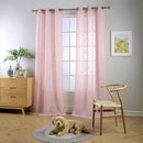 MIUCO Semi Sheer Curtains Poly Linen Textured Solid Grommet Curtains 95 Inches Long for Bedroom 2 Panels (2 x 37 Wide x 95" Long) Pink by CozyNest Decor