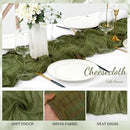 6 Pack Olive Green 10FT Cheesecloth Table Runner Rustic Gauze Cheese Cloth Table Runner for Wedding Bridal Baby Shower Table Decorations Boho Fabric Sheer Birthday Party Decor 20 x 120 Inch Long by CozyNest Decor