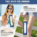 32 oz Glass Water Bottle with Straw - Motivational Time Marker & Silicone Sleeve - Reusable Tumbler Includes 2 Bamboo Lids & Fruit Infuser - 1 Pack by CozyNest Decor