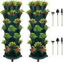 Vertical Planter 7 Tier Stackable Planters Garden Planters Strawberry Herb Flower and Vegetable Planter Indoor Outdoor Gardening Pots with Removable Wheels and Tools 2-Pack by GreenHaven Gardens
