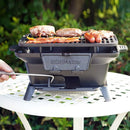 IronMaster Hibachi Grill Outdoor, Small Portable Charcoal Grill, 100% Pre-Seasoned Cast Iron, Japanese Yakitori Camping Grill - 2 Heights, Air Control, Coal Door + Carrying case by GreenHaven Gardens