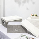 Briful Set of 2 Decorative Storage Boxes with Lids – Gray & White Nesting Organizer Bins, 14'' + 13'' Set Rectangular Fabric Covered Cardboard Boxes for Office, Closet, or Home Decor by CozyNest Decor