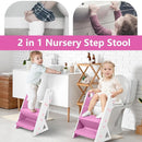 Easy Storage Potty Training Seat with Ladder, Adjustable Step and Toilet Seat Height, Easy-Grip Handles for Climbing, Foldable Portable Toddler Toilet Trainer, Perfect for Small Bathrooms by TinyTreasures Baby Boutique