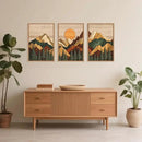Celestdeco Woodcut Style Mountain Framed Canvas Wall Art Set, Large Brown Ridge Wall Decor, Boho Pine Tree Wall Painting, Abstract Wooden Art Print for Living Room, Bedroom, Office - 24"X36"X3(Not-3D Effect) by CozyNest Decor