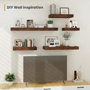 Heimlove 12 Inch Deep Floating Shelves, 16 x 12 inches Long Wall Shelf, Large Extra Display Shelf & Storage Shelf, Rustic Wood Wall Shelves for Fireplace Mantel, Brown - 2Pack by CozyNest Decor