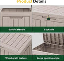 DRATO 45 Gallon Deck Box, Outdoor Storage Box for Patio Furniture, Patio Cushions, Gardening Tools, Pool Supplies 480lbs Weight Capacity,Waterproof Resin Storage Boxes (Light Brown, 45Gal) by GreenHaven Gardens