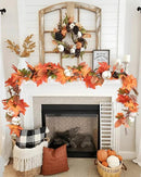 DearHouse 6ft Pumpkin Fall Maple Leaves Garland - Artificial Autumn Foliage Hanging Vine for Thanksgiving, Home, Wedding, Fireplace, Party, Christmas Decor (Orange & Brown) by CozyNest Decor