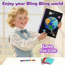 FUNNYB&G Foil Art Craft Activity for Kids - Gift for Boys Crafts for Kids Fun Art Supplies DIY Creative Travel Toy, Birthday Gift Party Favor Toys for Girls Boys 4 5 6 7 8 9 Years Old (Space) by TinyTreasures Baby Boutique