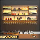 78.7Inch Wall Mounted Wine Rack, 3 Tiers Large Bar Shelves with 21 Glass Holder, Metal Wine Bottle Display Shelf, Modern Iron Liquor Shelf, for Kitchen Dining, Home Bar, Cellar (78.7" W) by CozyNest Decor