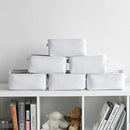 TheWarmHome Storage Basket for Gifts Empty - 11.8x7.8x5.2 inch 1 Pack Fabric Storage Cubes, Nursery Organizers and Storage for Closet Cloth Toy Book (White) by CozyNest Decor