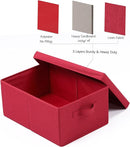 HOONEX Storage Bins with Lids for Organizing, Pack of 2, Storage Boxes with 2 Carrying Handles and Sturdy Heavy Cardboard, 16.5" L x 11.8" W x 7.5" H for Shoes, Books, Clothes, Red by TinyTreasures Baby Boutique