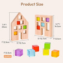 Wooden Building Blocks Set for Kids, 24 PCS Rainbow Gem Cubes Stacking Blocks - 2 Wood House, Montessori Stacking Toy for Toddlers, Educational STEM Learning Toy for Boys Girls 3-6 by TinyTreasures Baby Boutique